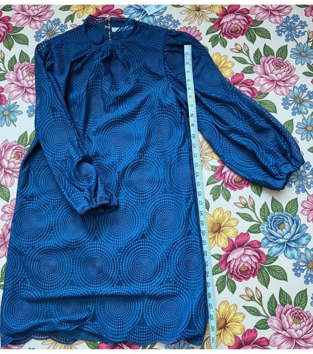 Nwt Trina & Turk Teal Embossed Teal Office/holiday Dress Sz2